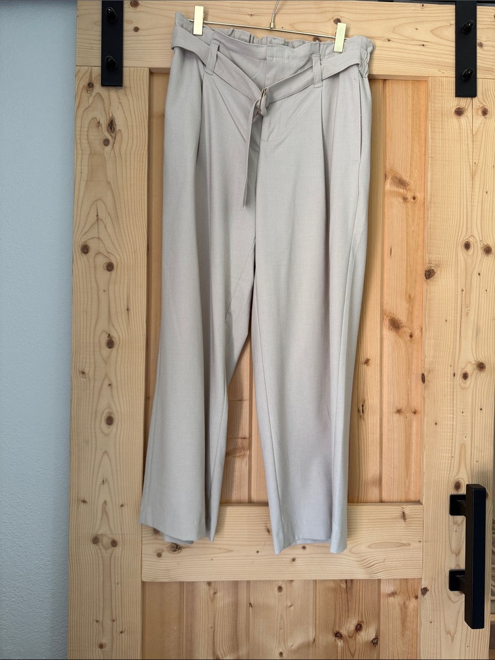 Liverpool Beige Paperbag Waist Cropped Trousers